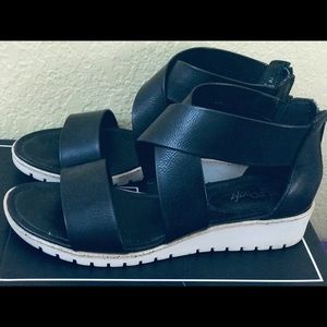 Euro Soft Black Wedge Sandals. 7